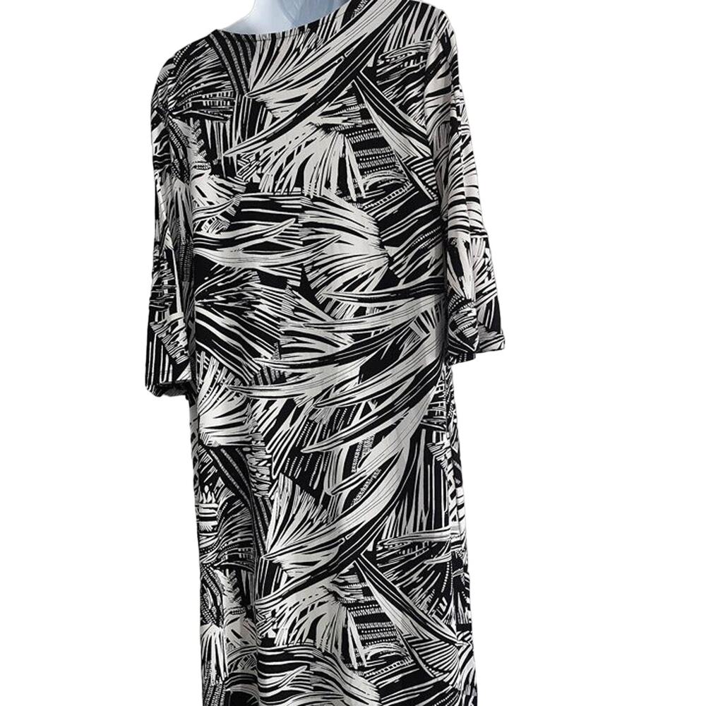 Alexandra + Oak Size L Black and White Belle 1/2 Sleeve Midi Dress - Picture 3 of 10